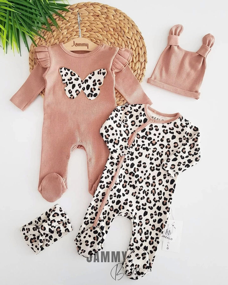 Butterfly Leopard 2-Piece Jumpsuit-BROWN