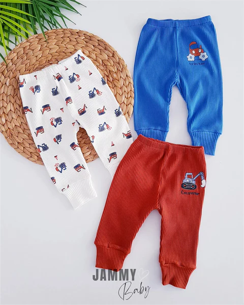 Tractor Themed Camisole 3-Piece Bodysuit and Pants Set - ROYAL BLUE