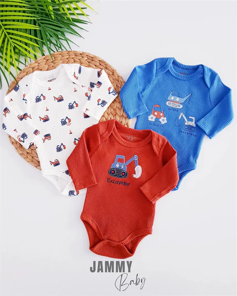 Tractor Themed Camisole 3-Piece Bodysuit and Pants Set - ROYAL BLUE
