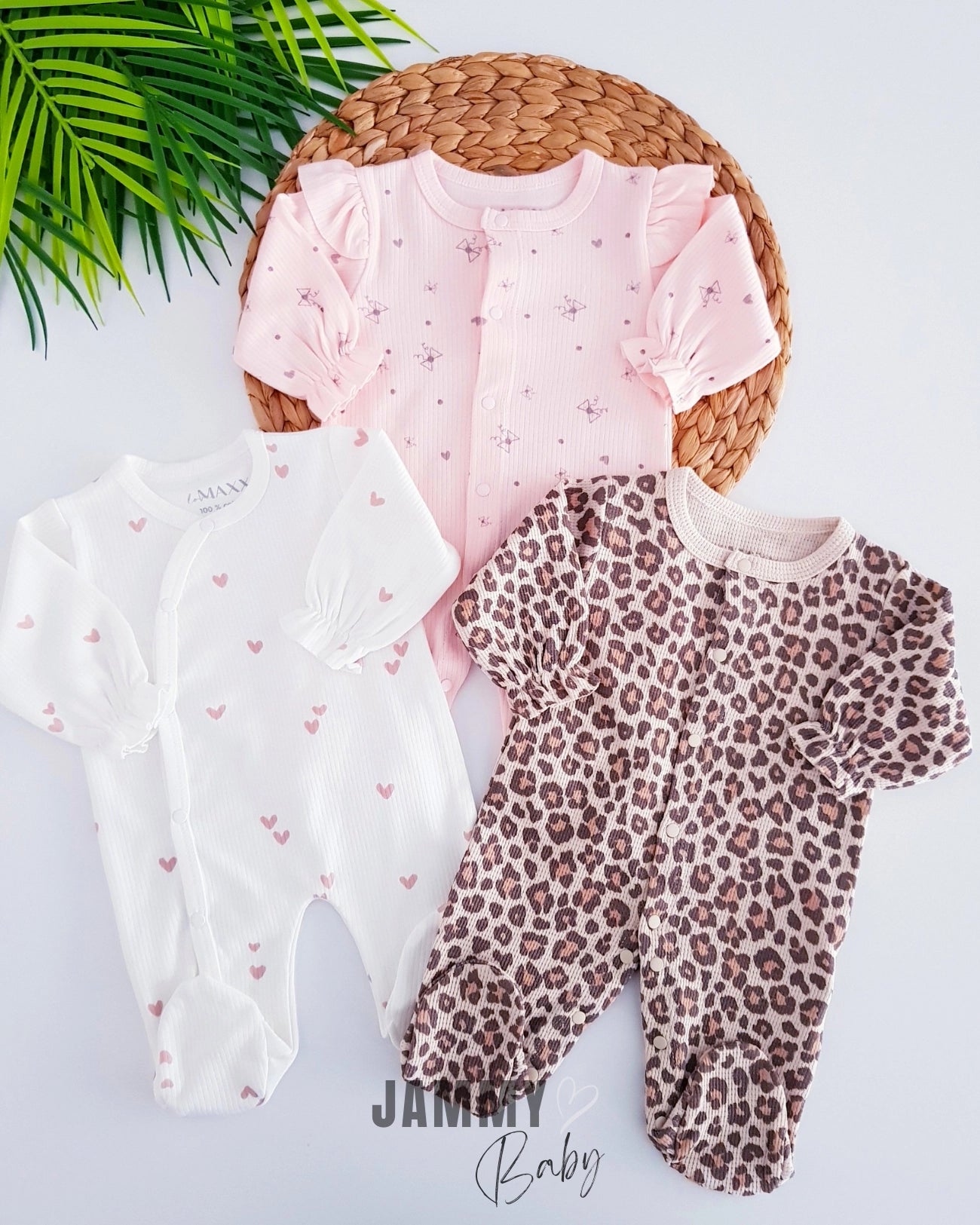 Leopard Heart Patterned 3-Piece Jumpsuit Set