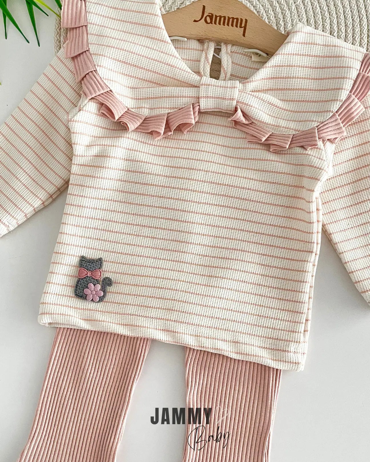 Belinay Bow Collar 2-Piece Suit-PINK
