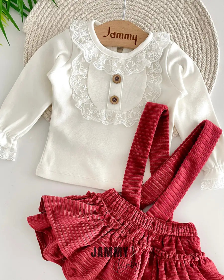 Linda Lace Bodysuit / Velvet Pyjamas - Claret Red