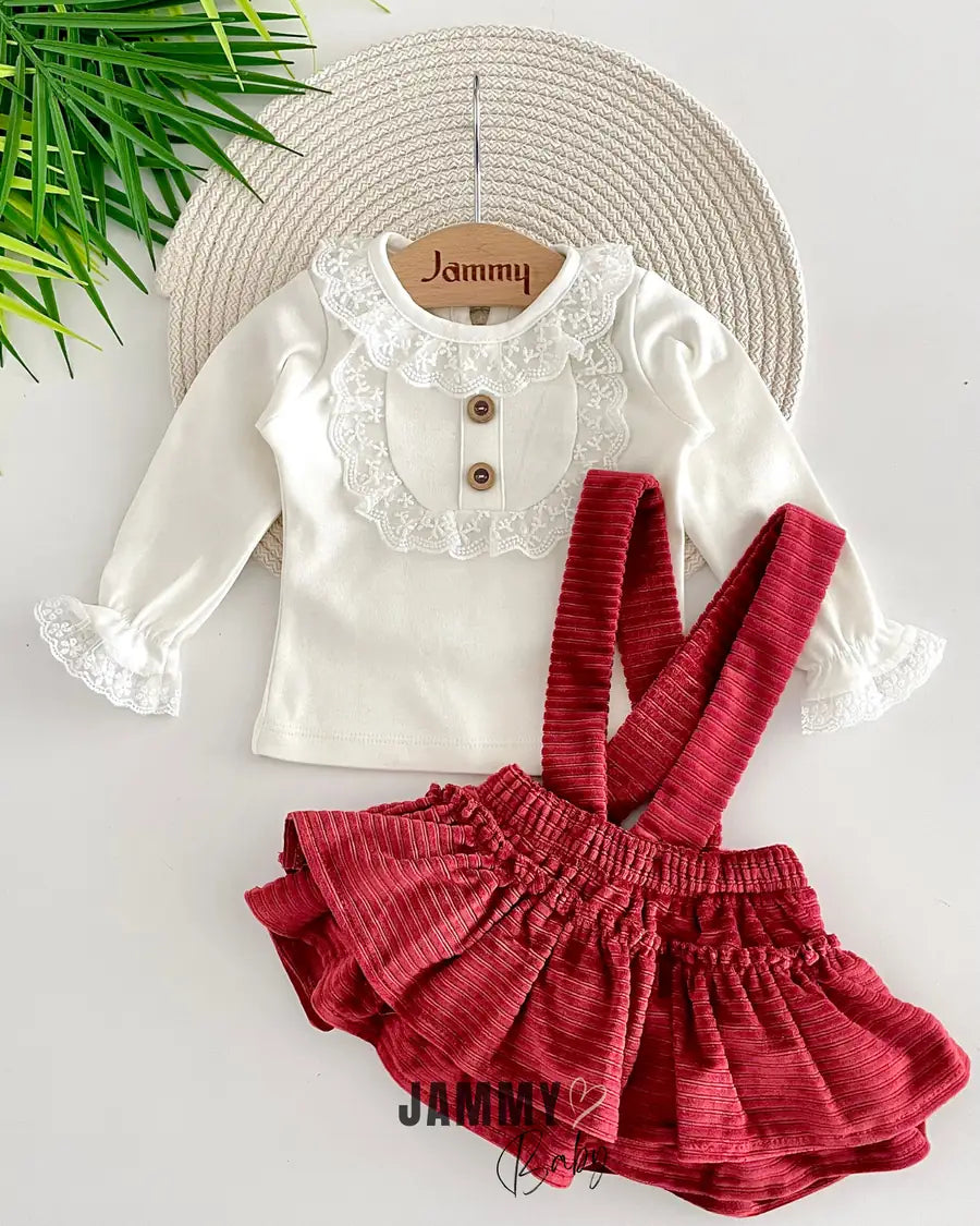 Linda Lace Bodysuit / Velvet Pyjamas - Claret Red