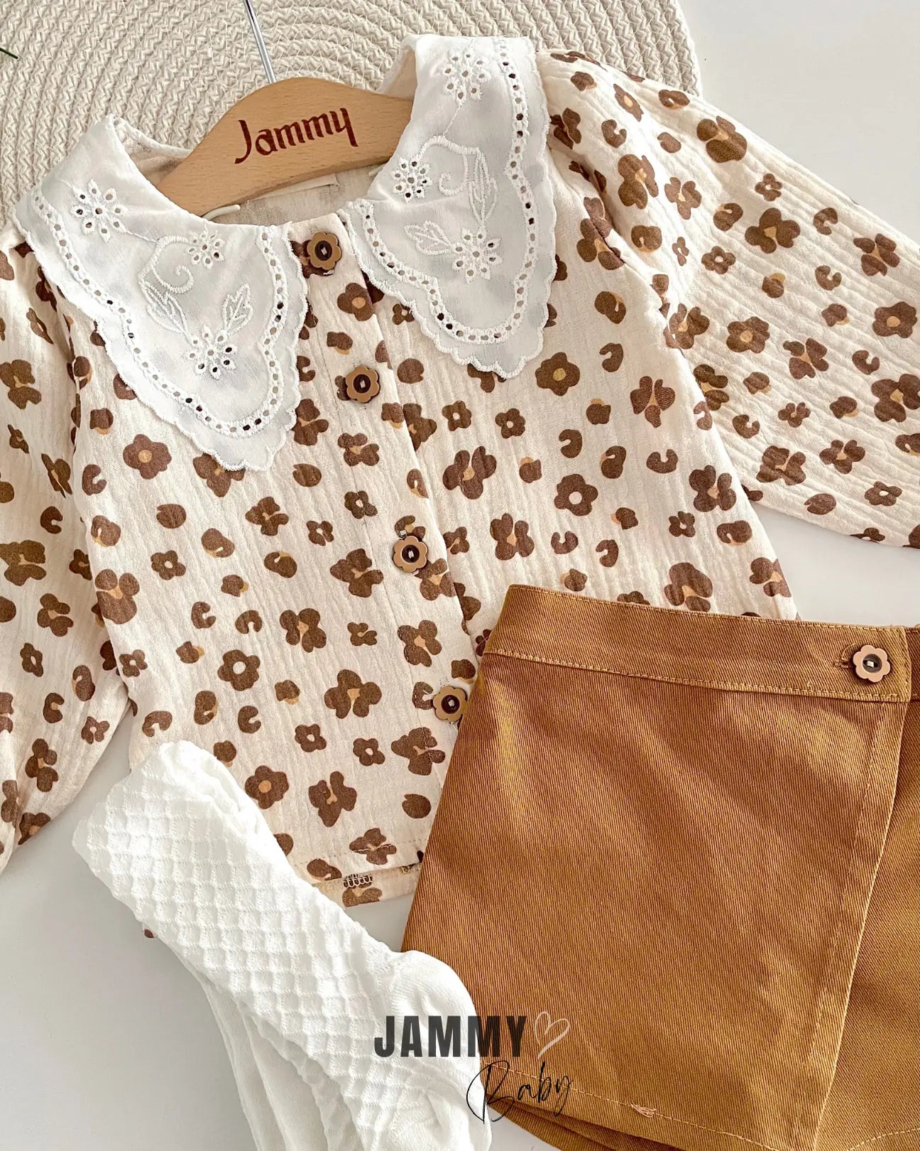 Sisa Leopard Shirt / Shorts Skirt Socks Set-CAMEL