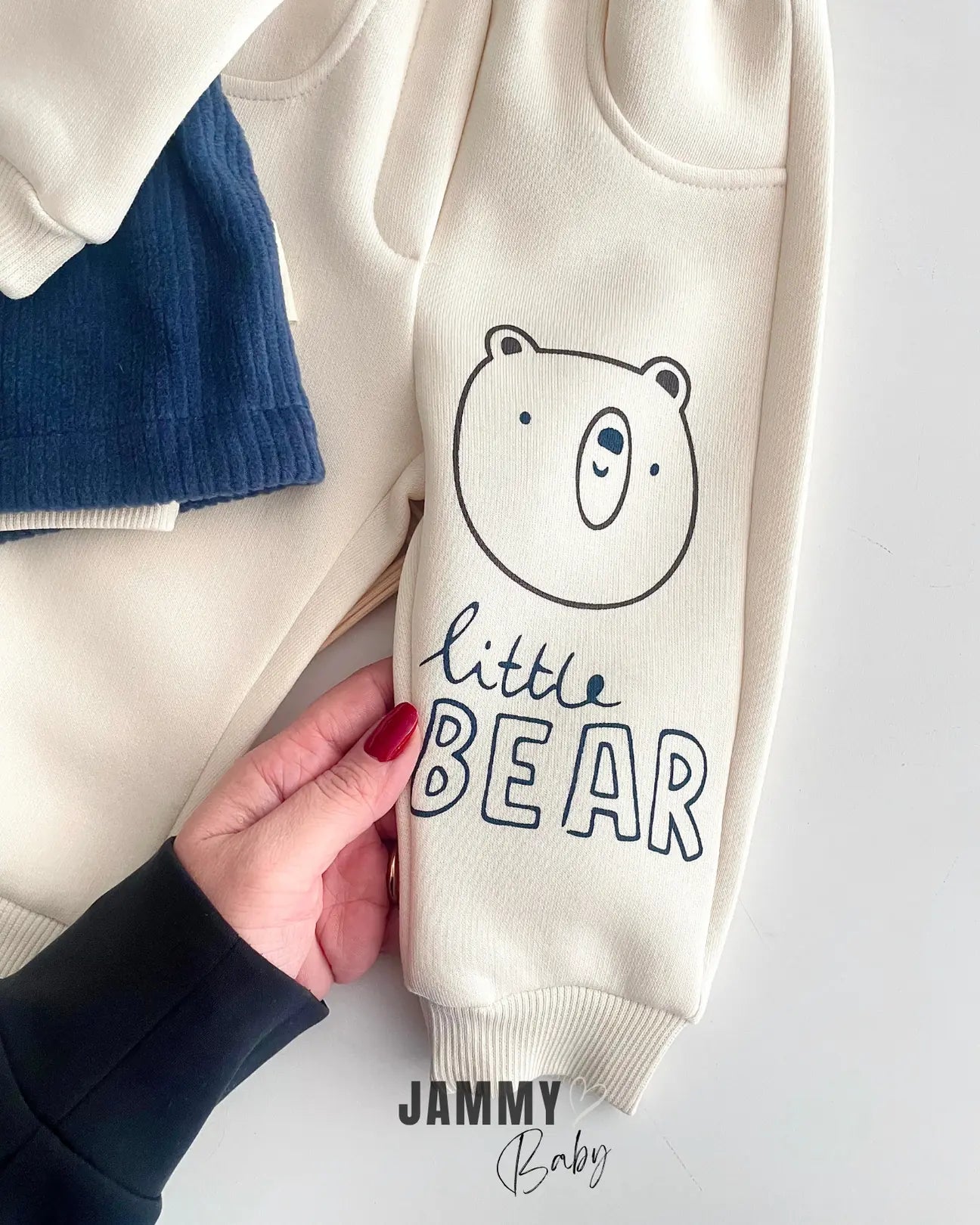 Little Bear Corduroy Polar Vest / 3 Yarn Sweat Suit-INDIGO