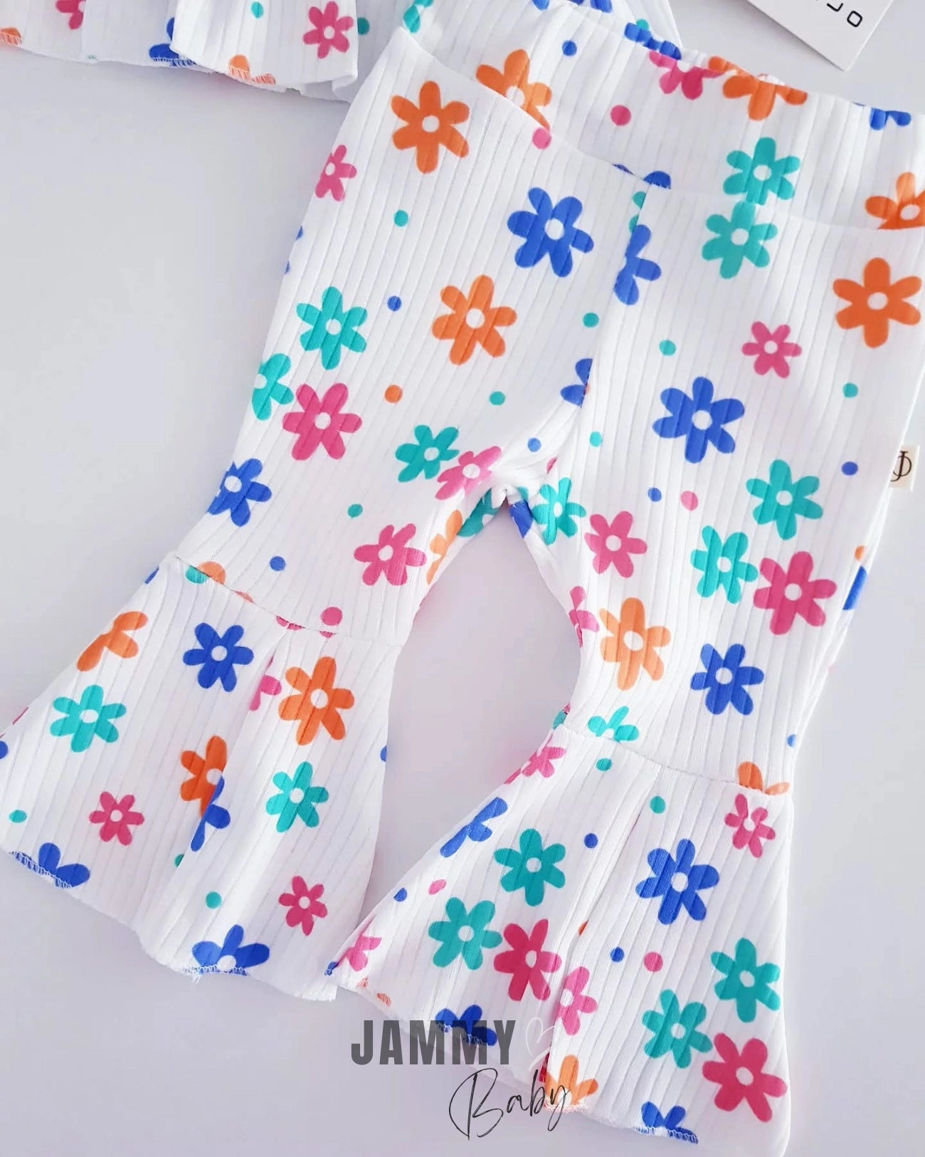 Colorful Daisies Suspender Summer Set-White