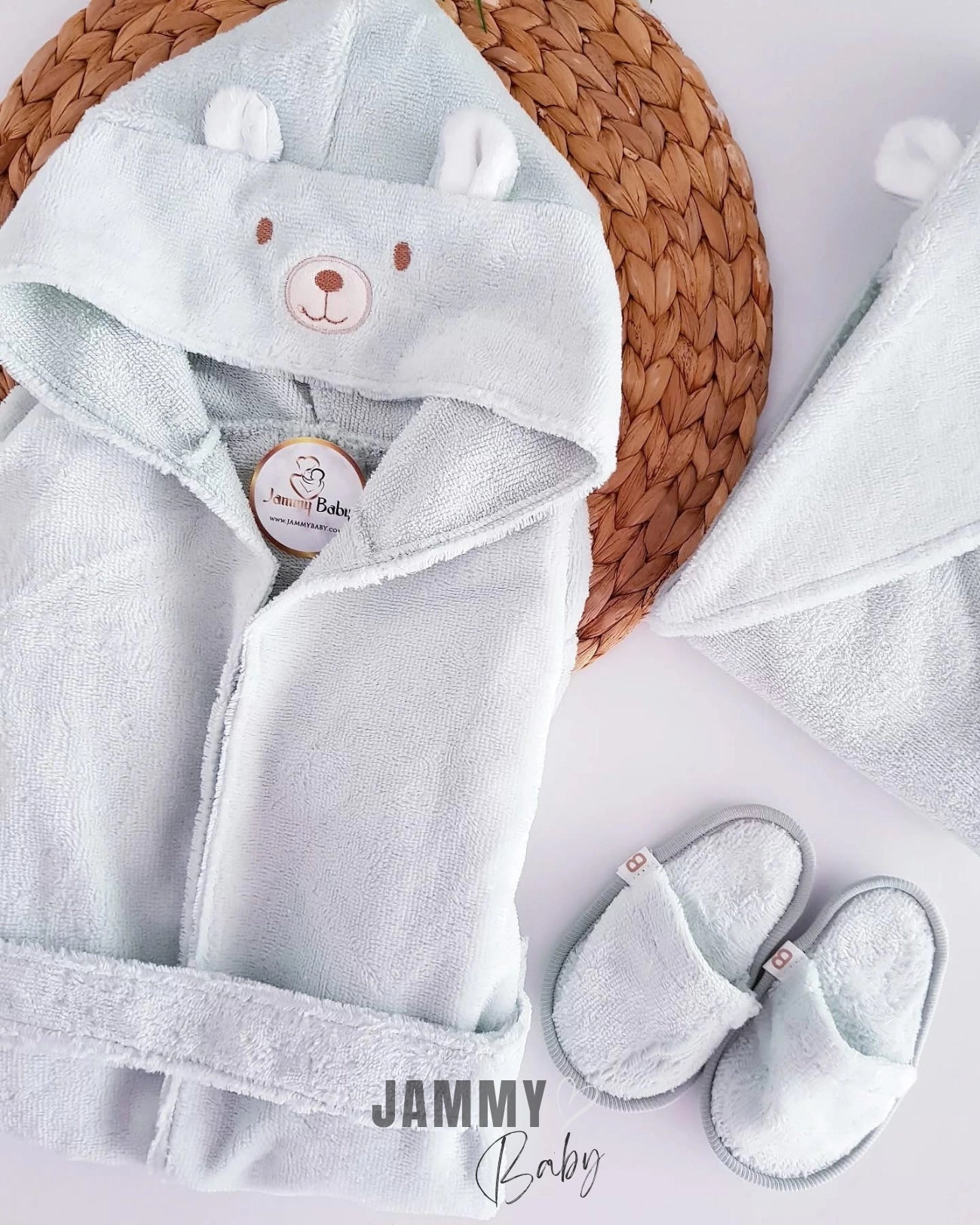 Cute Bear 3 Piece Bathrobe Set-GREEN