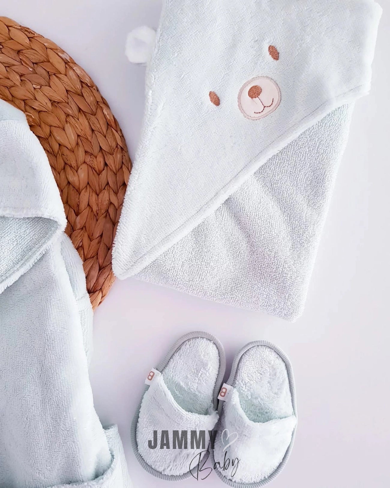 Cute Bear 3 Piece Bathrobe Set-GREEN