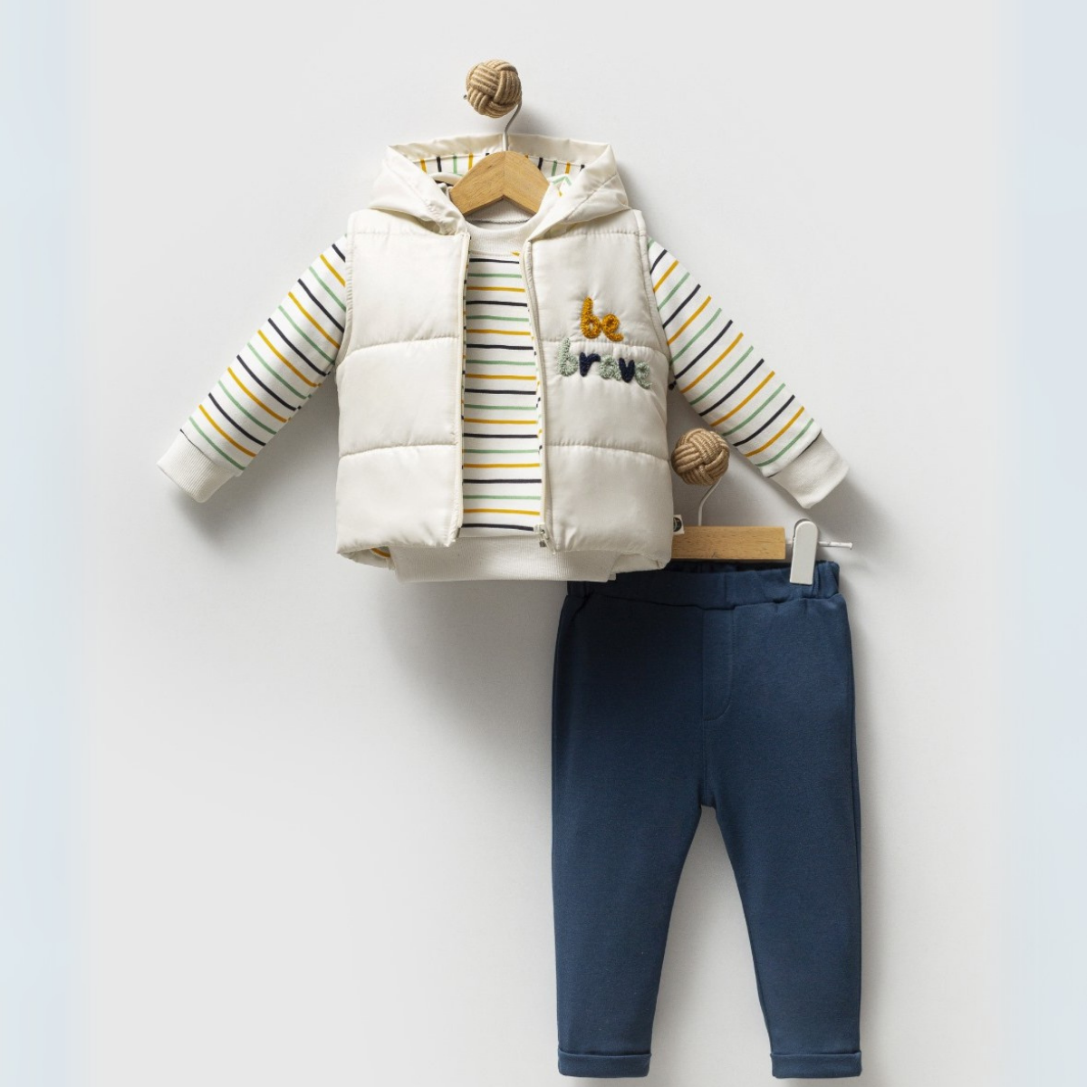 Be Brave Puffer Vest Suit-Navy Blue