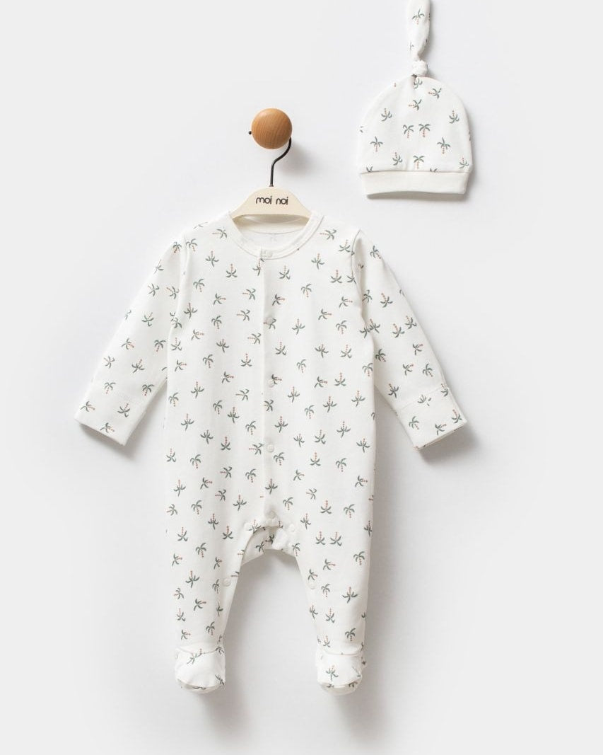 Baby Romper with Palm Tree Design & Hat