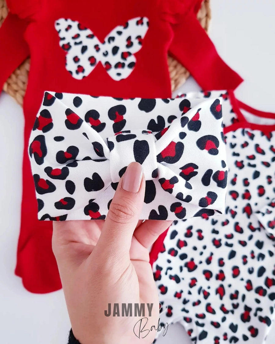 Butterfly Leopard 2-piece Jumpsuit-RED