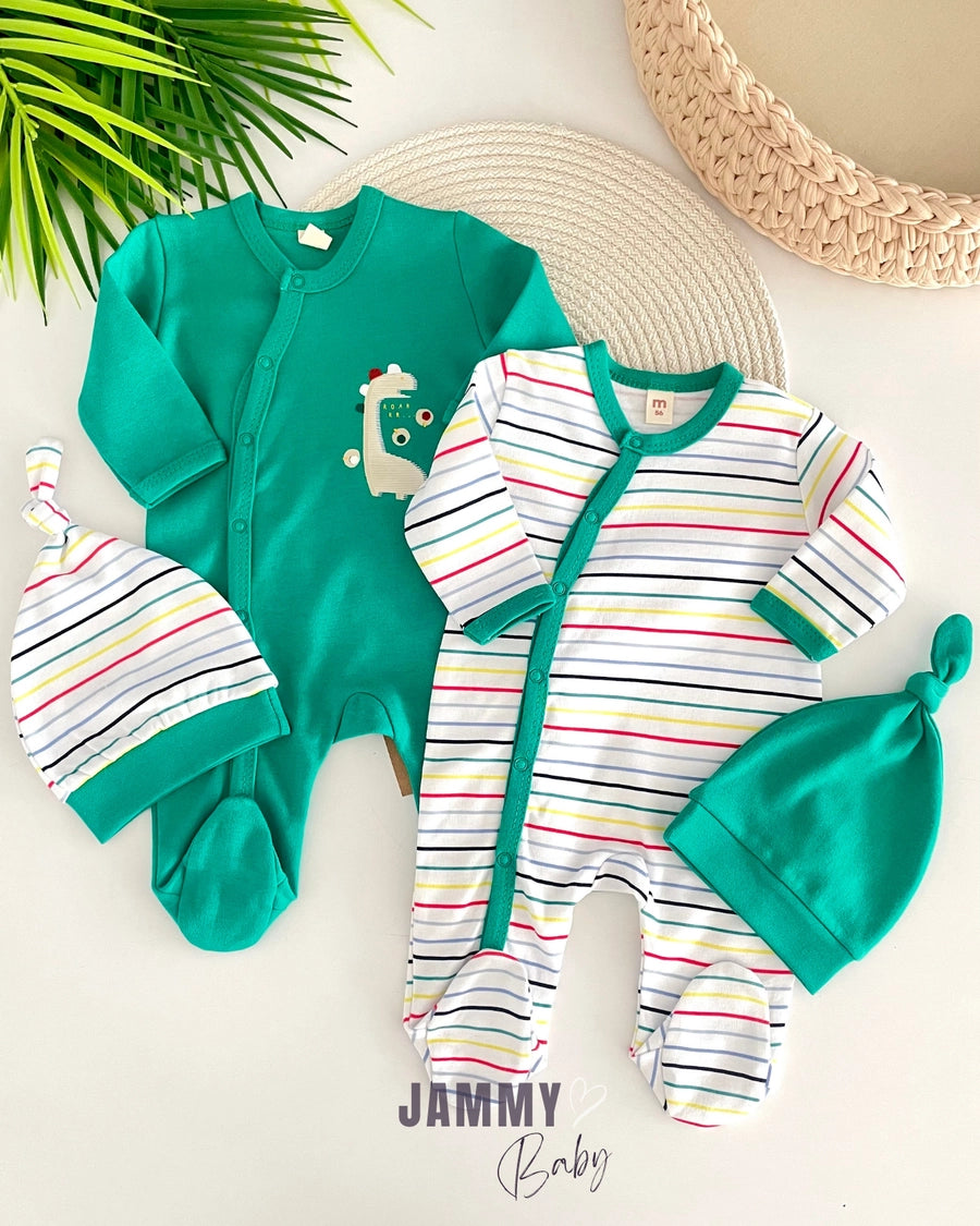 Dino 2 Tulum / 2 Hat Set - GREEN
