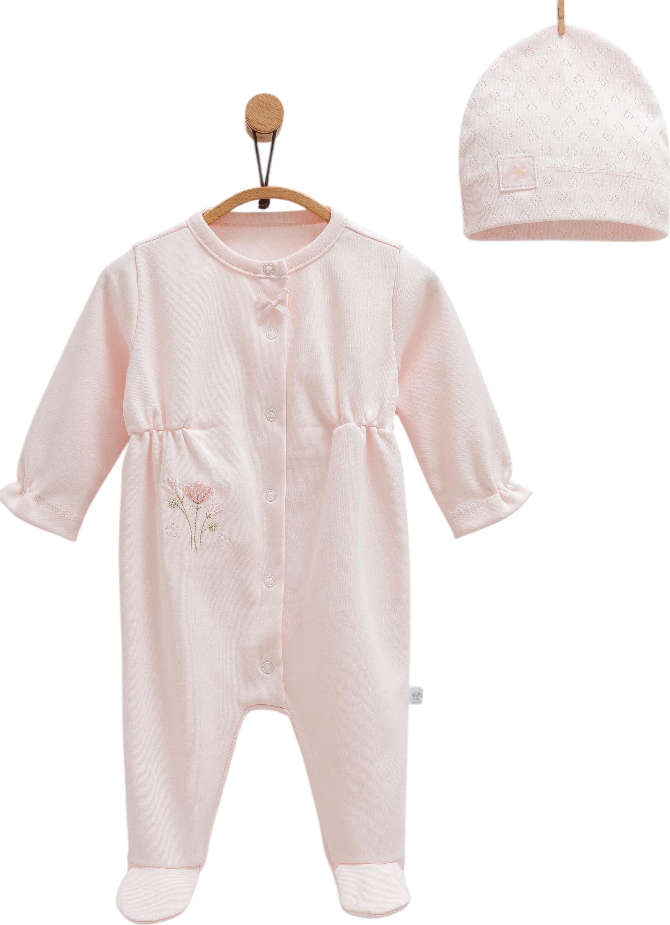 Cute Rabbit Baby Jumpsuit & Hat Set - Pink