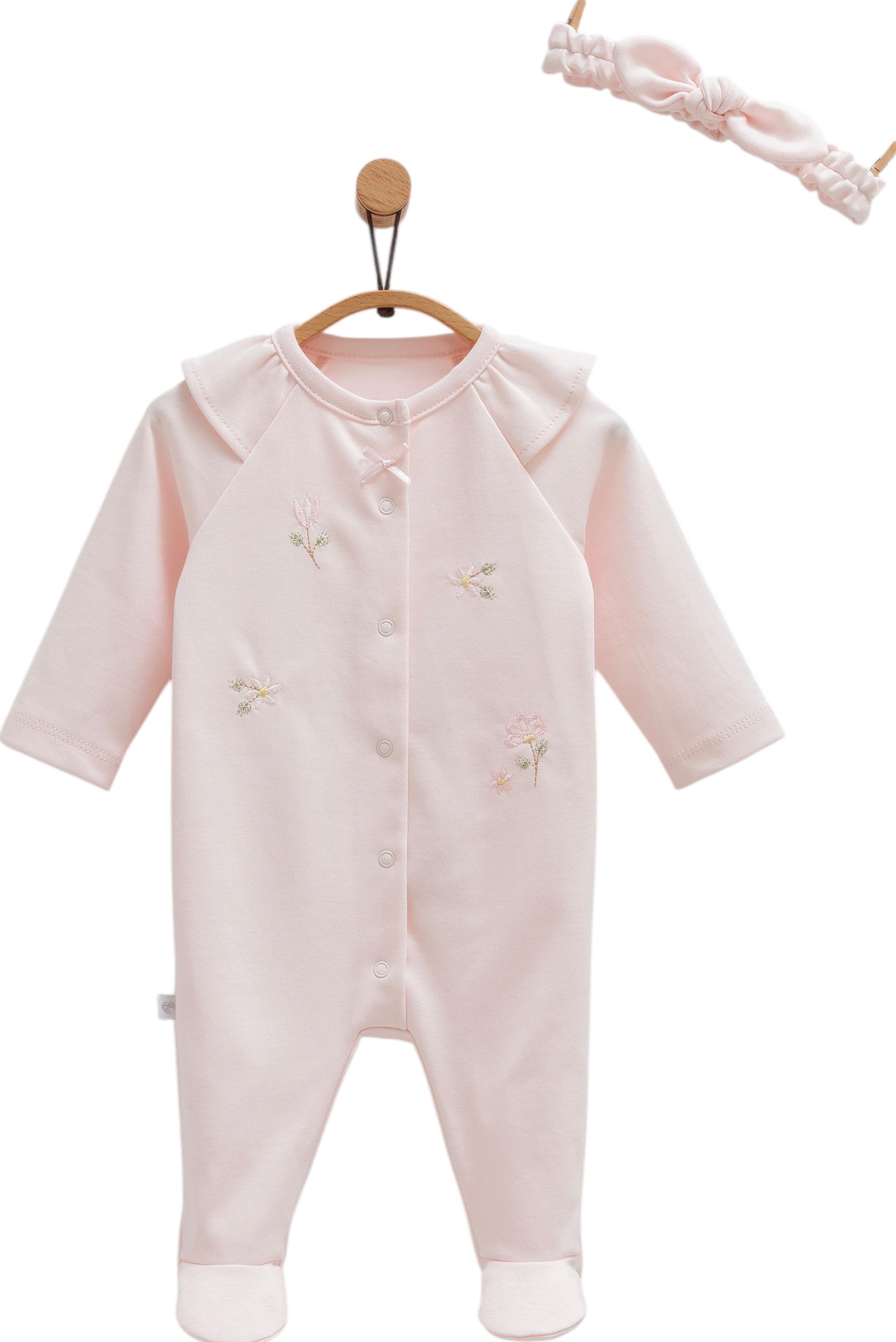 Cute Rabbit Baby Jumpsuit & Headband Set - Pink