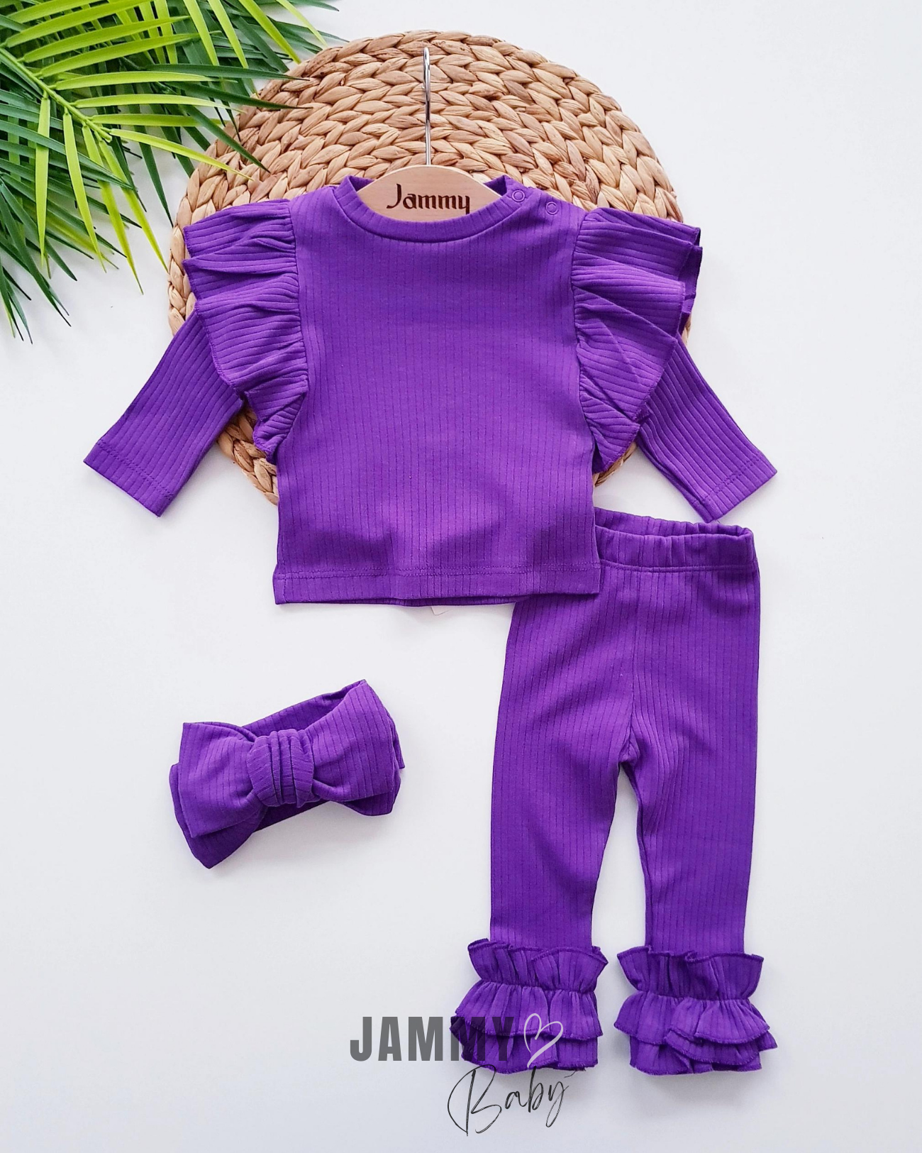 Elena frilly xl bandana camisole 3 piece set - purple