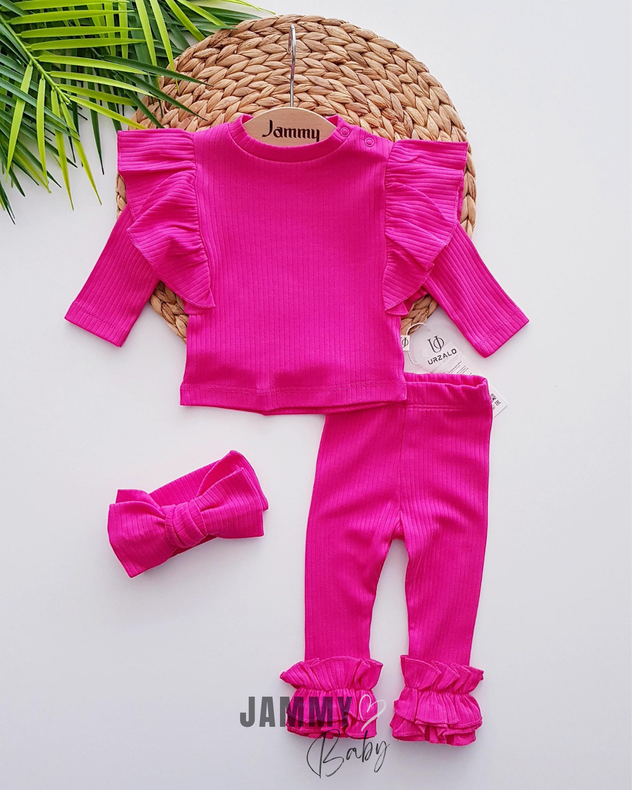 Elena frilly xl bandana camisole 3 piece set - Fuchsia