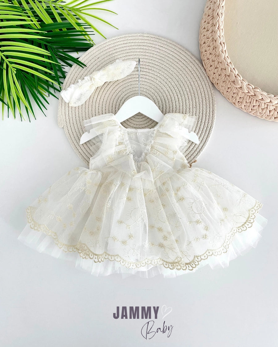 Juliet Tufted Strap-Back Bodysuit Dress - CREAM