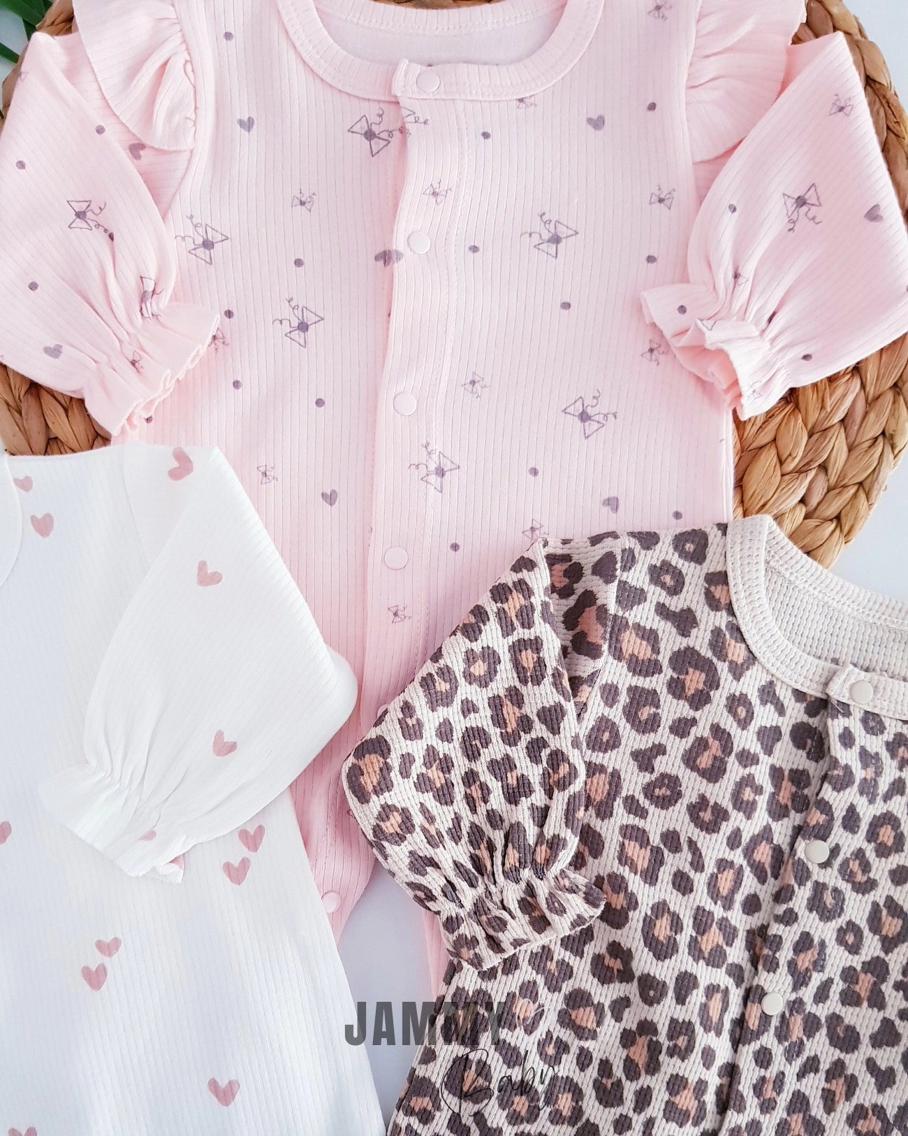 Leopard Heart Patterned 3-Piece Jumpsuit Set