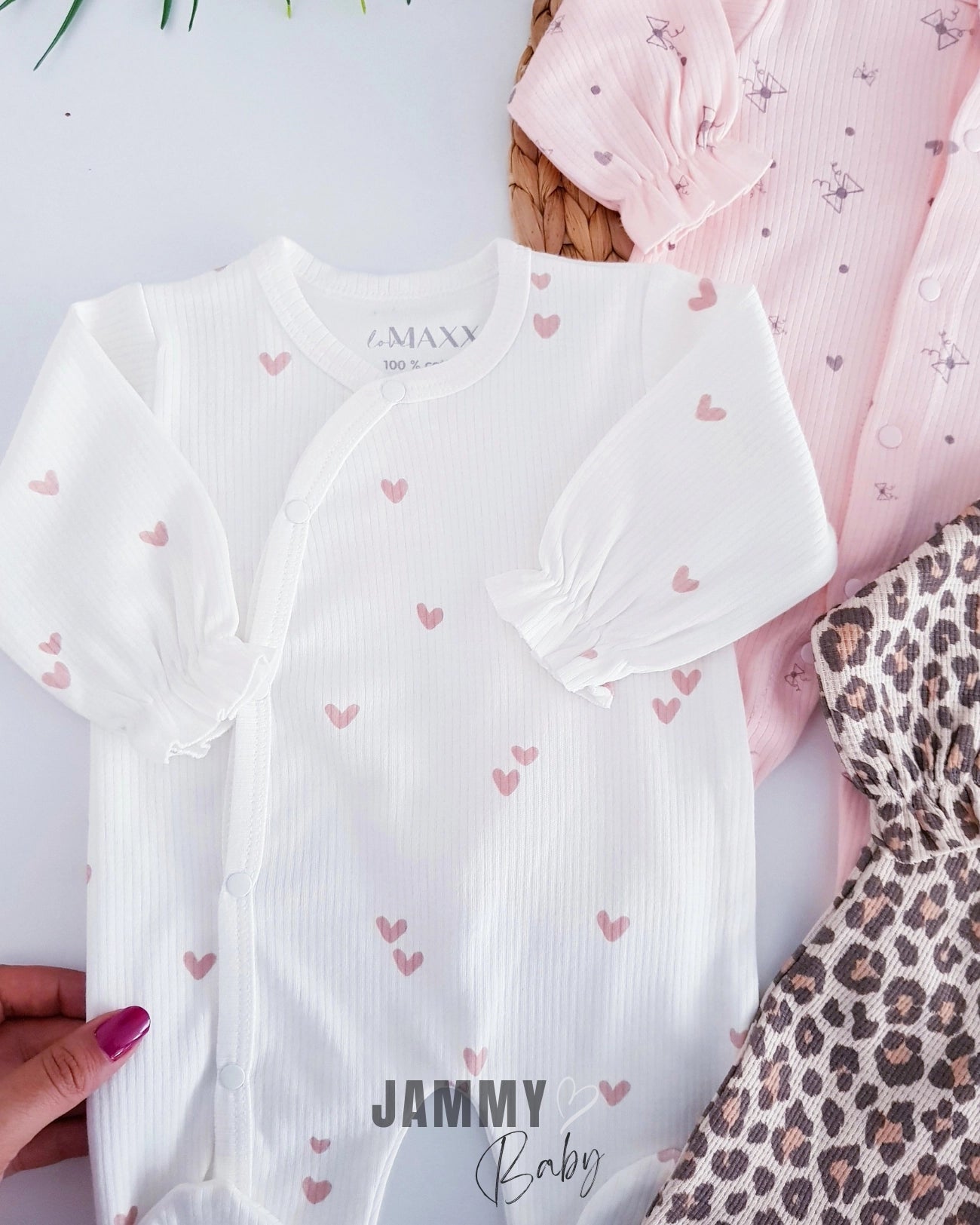 Leopard Heart Patterned 3-Piece Jumpsuit Set