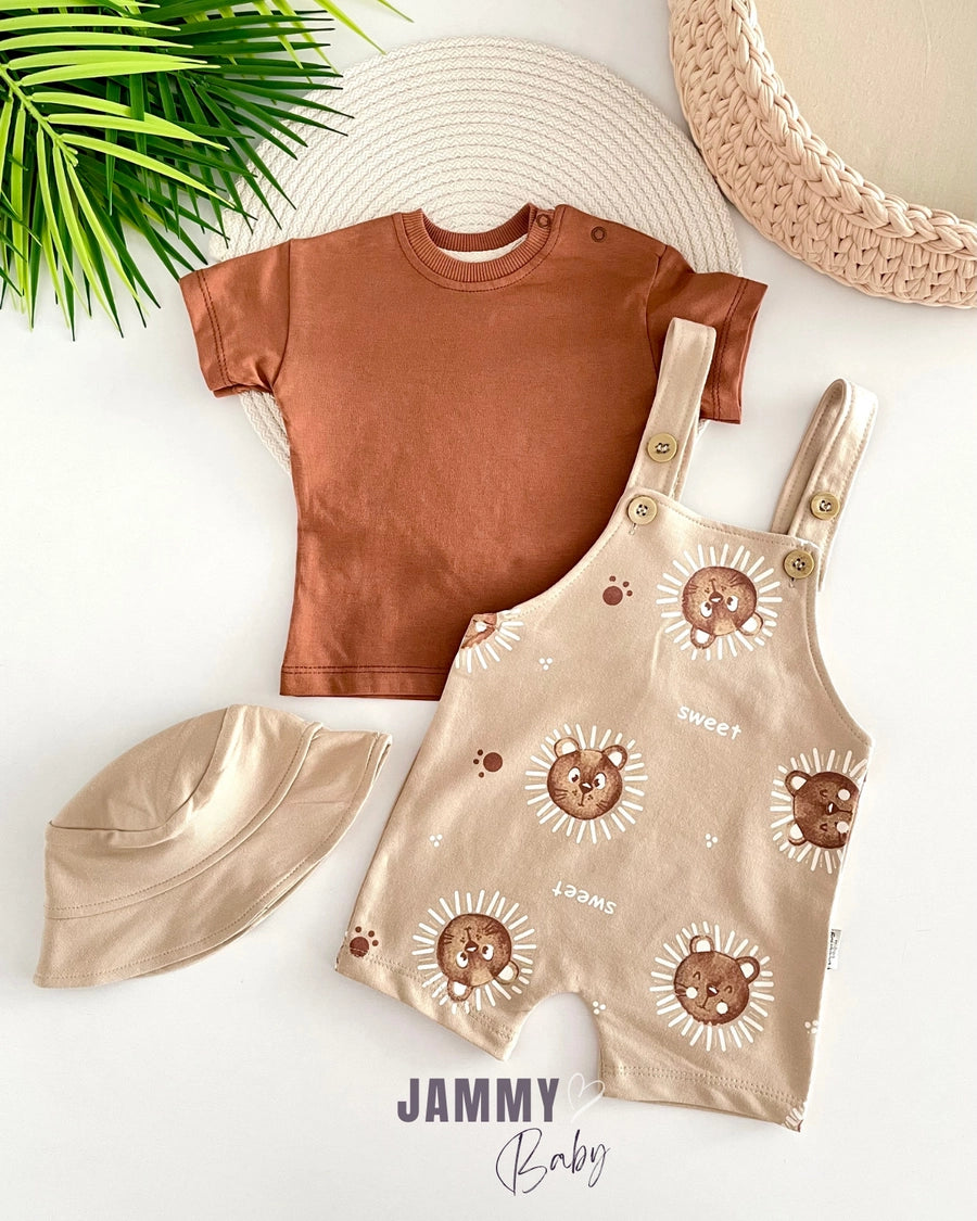 Sweet Lion Overalls / Body Set - BROWN