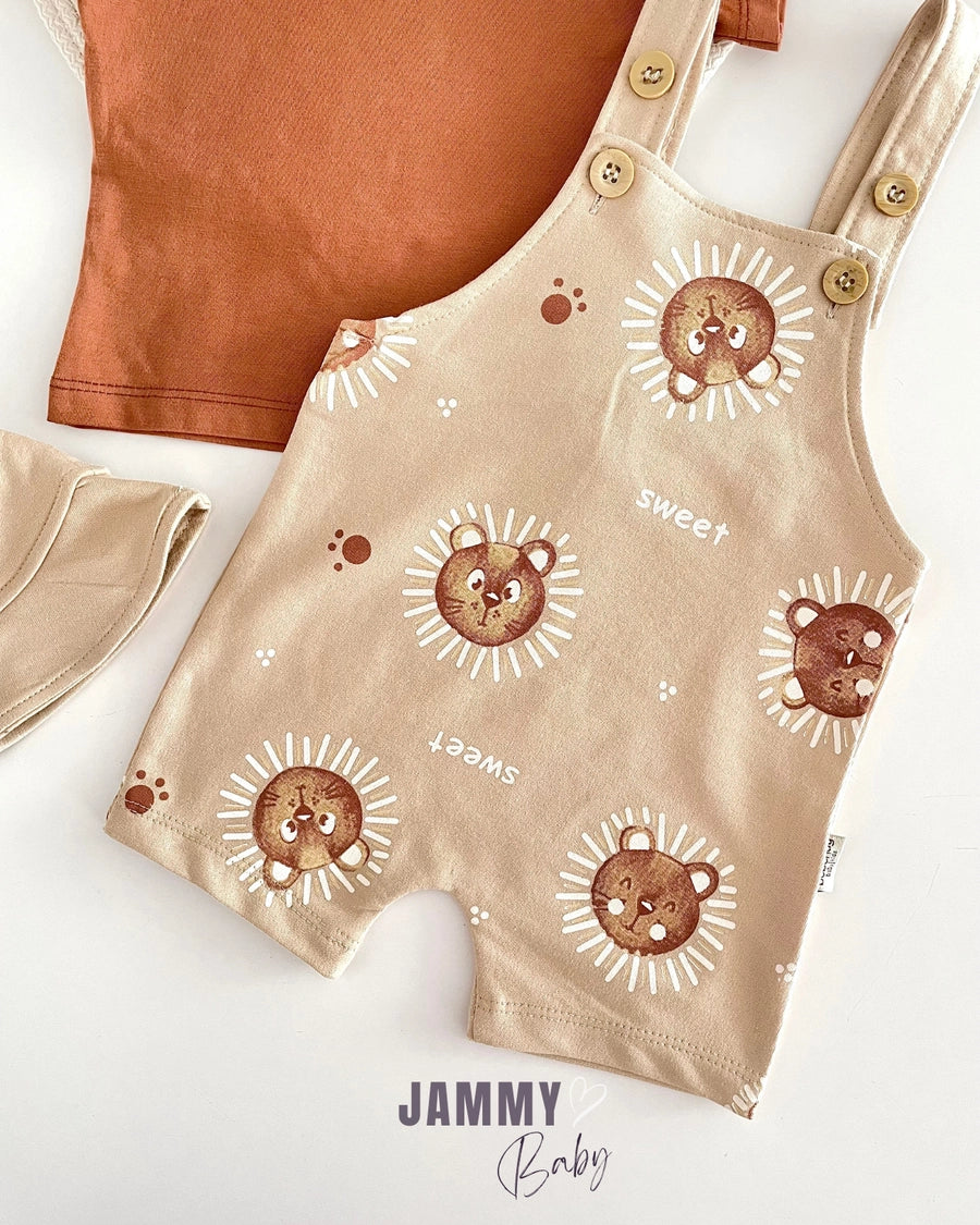 Sweet Lion Overalls / Body Set - BROWN