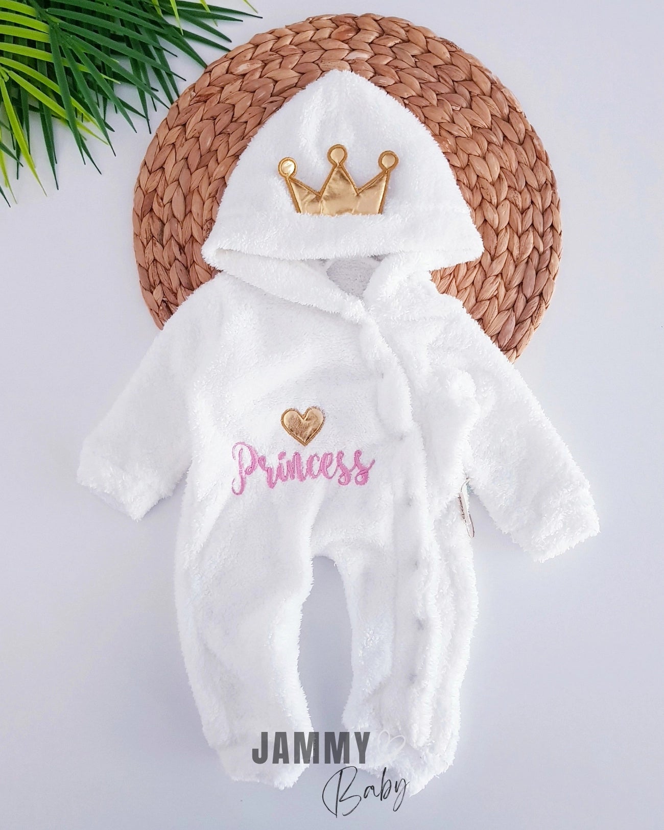 Princess Snap-Closure Plush Jumpsuit - White