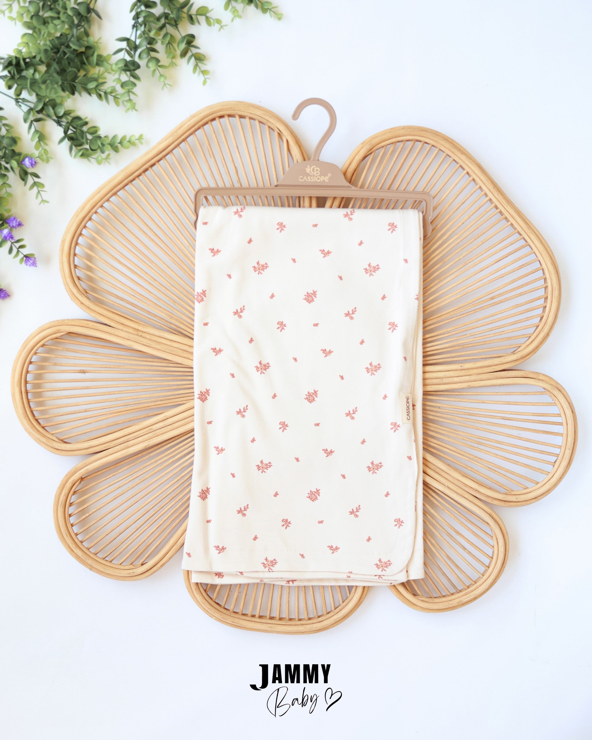 Floral Baby Blanket - Ivory & Coral