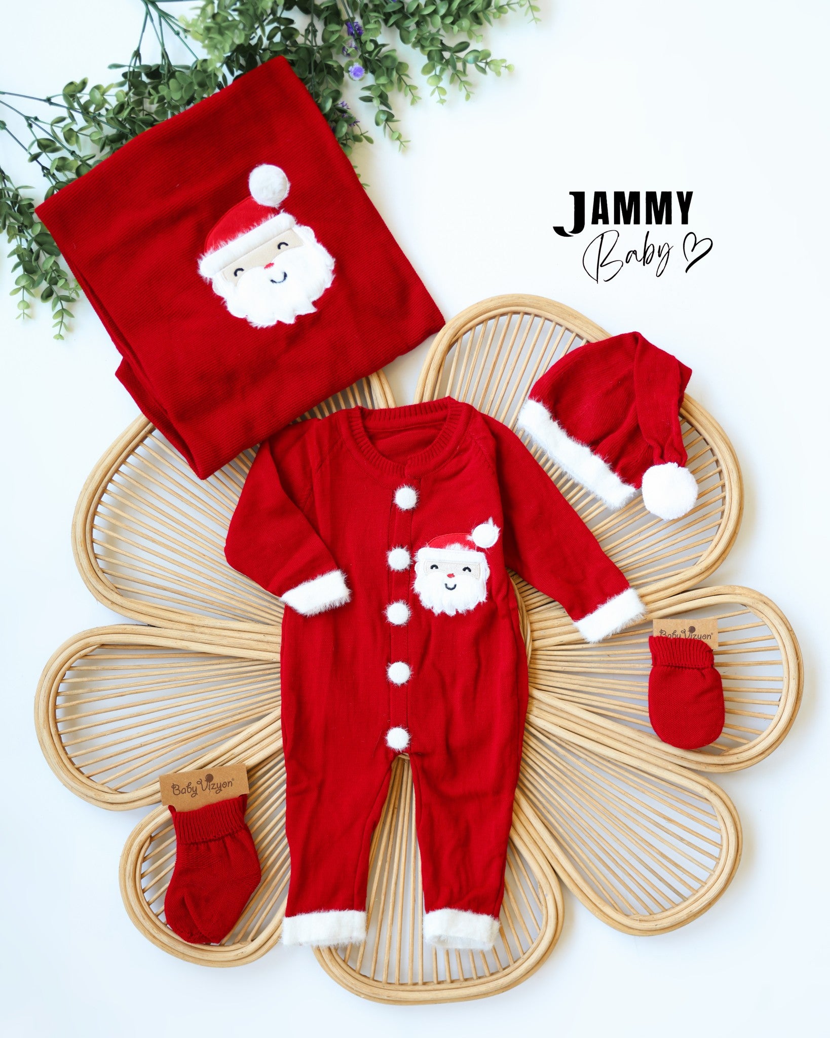 Santa Claus Christmas 5-Piece Newborn Set – Red