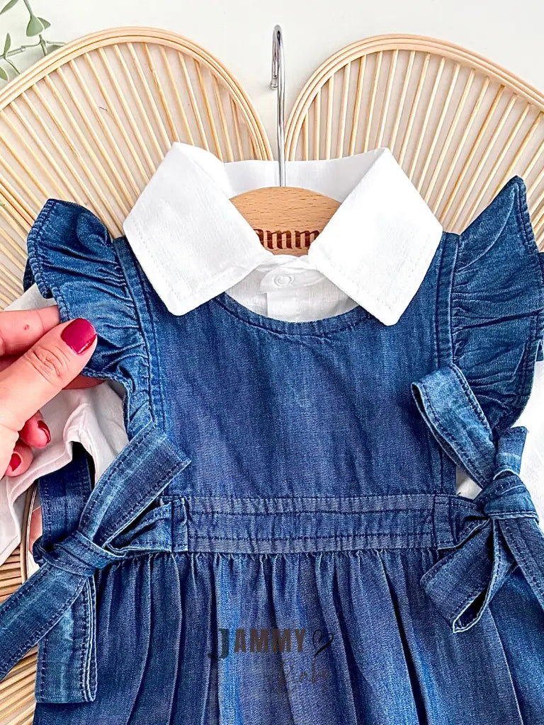 Lalisa Side-Tie Denim Overall & Shirt Set