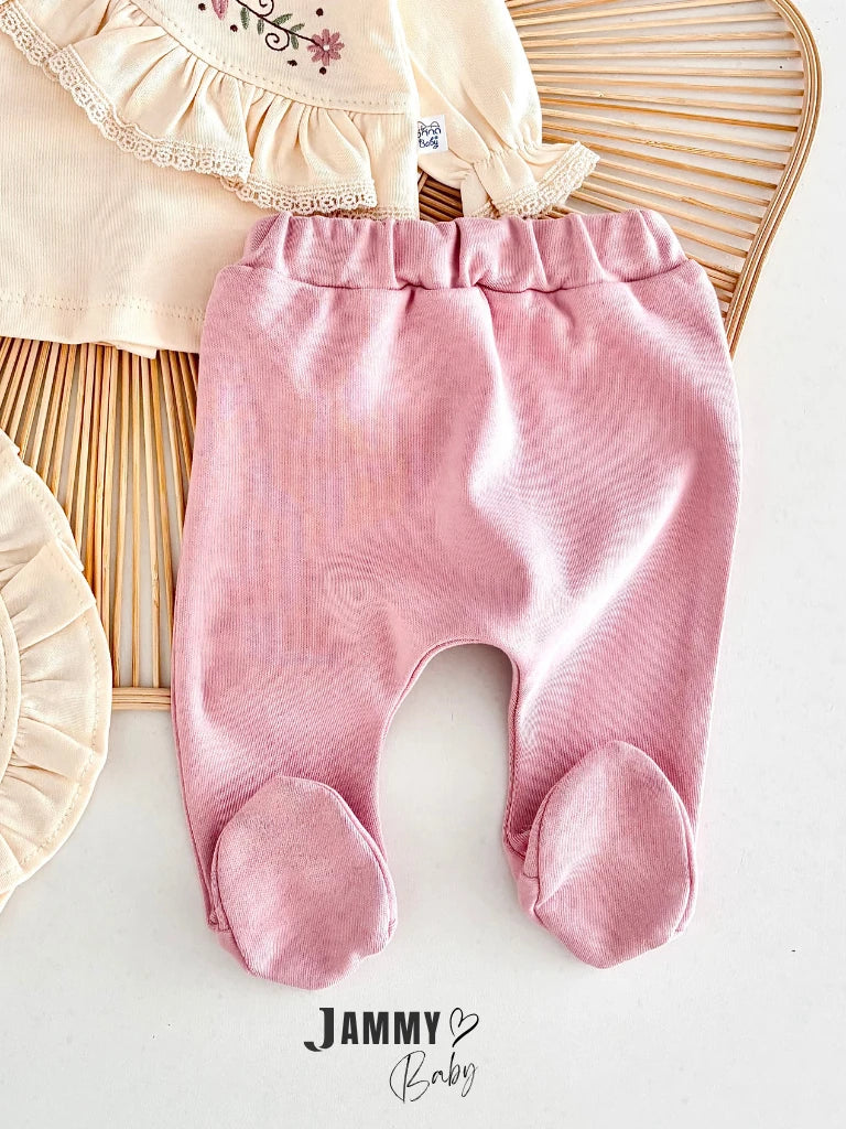 Sofia Floral Embroidered Ruffle Detail 5-Piece Newborn Set - SOFT LILA