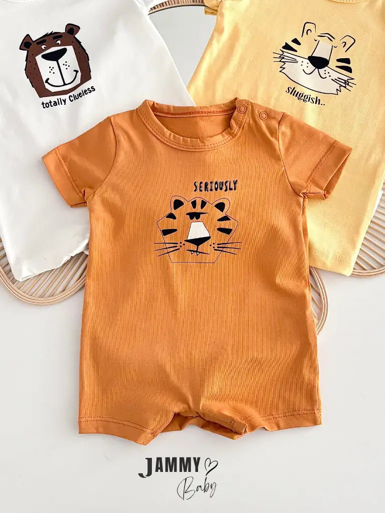 Tiger Patterned 3-Piece Jumpsuit Set - COLORFUL