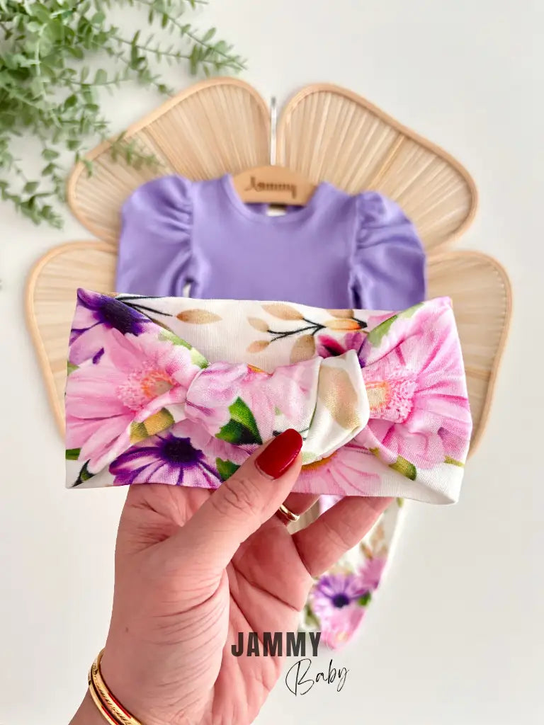 Juana Floral Design Balloon Sleeve Set - Lilac