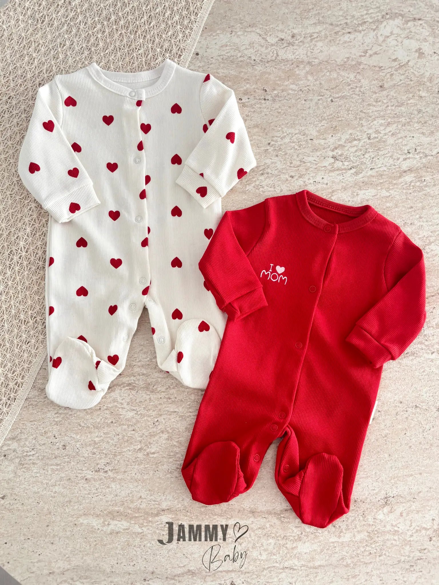I Love Mom 2-Piece Romper Set - Red