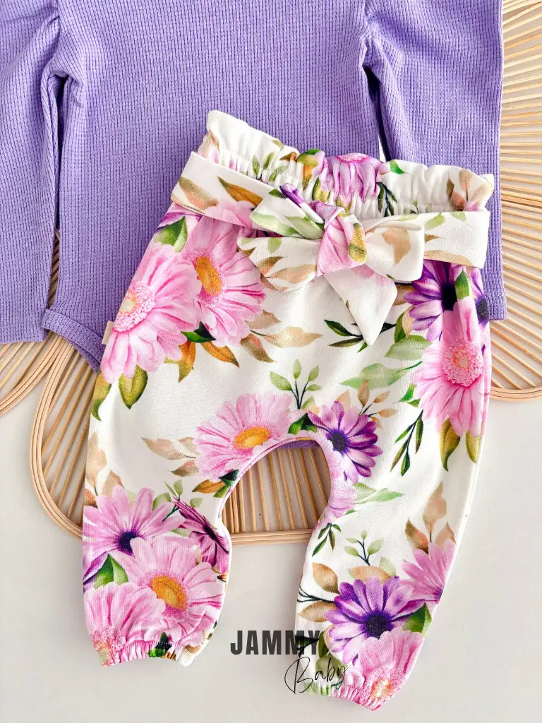 Juana Floral Design Balloon Sleeve Set - Lilac