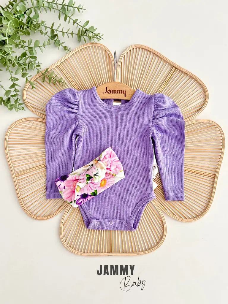 Juana Floral Design Balloon Sleeve Set - Lilac