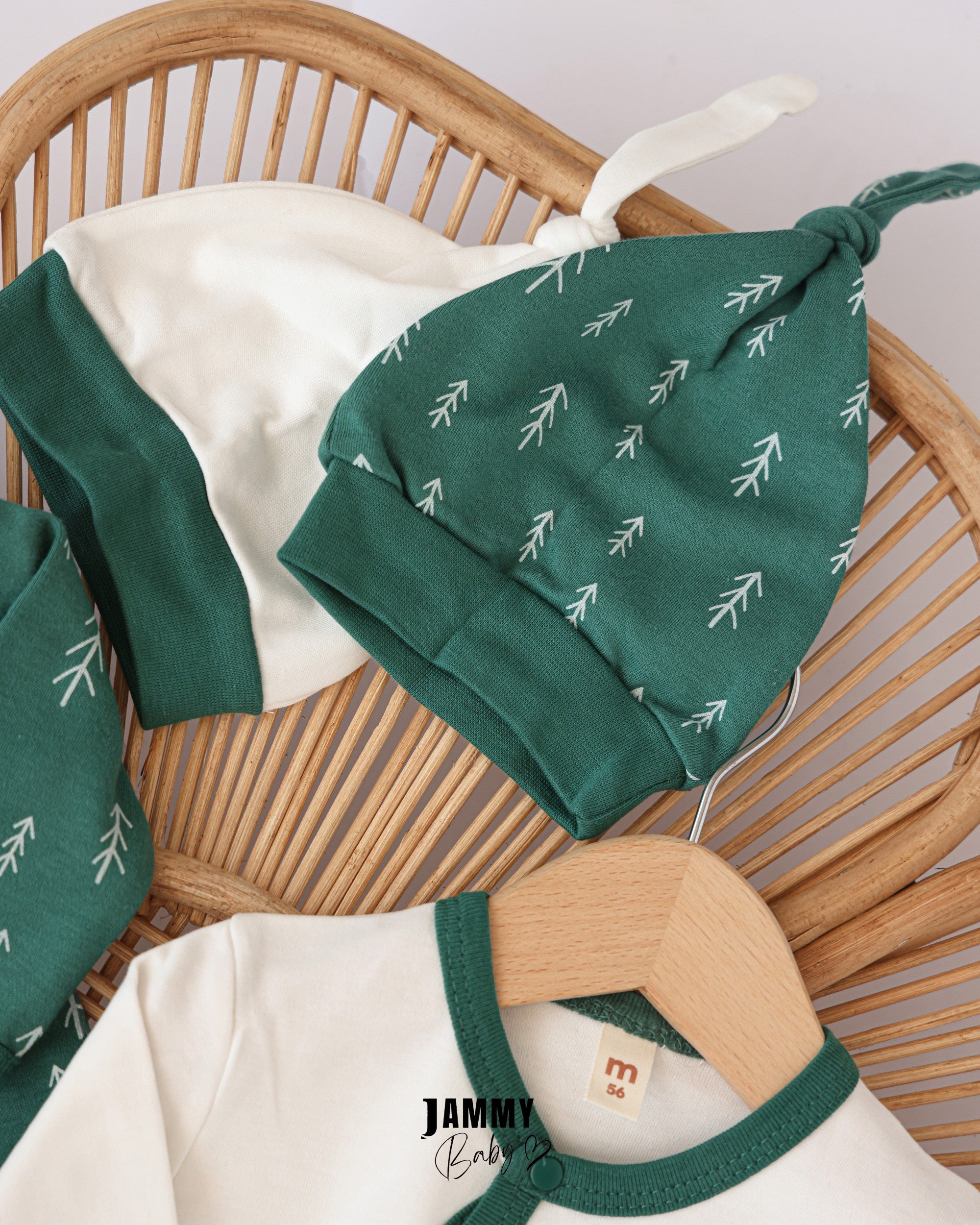 Wild & Free Baby Romper Set with Hats – Green