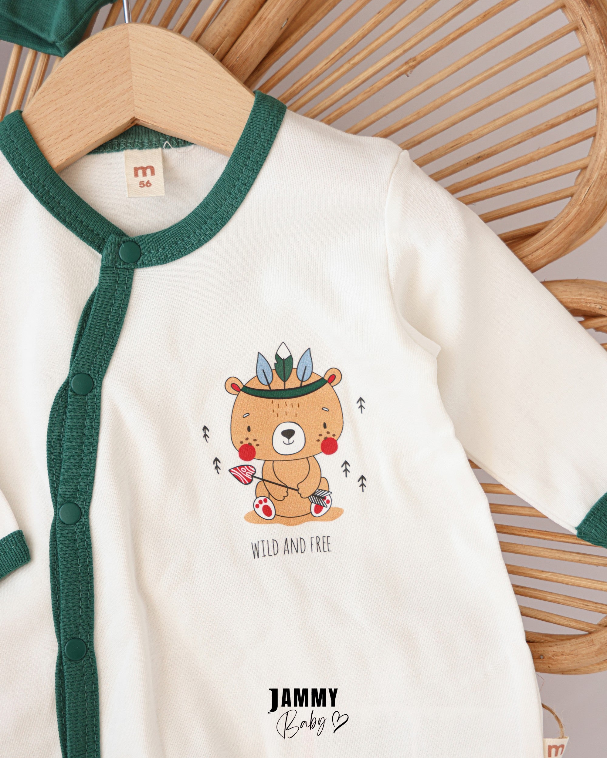 Wild & Free Baby Romper Set with Hats – Green