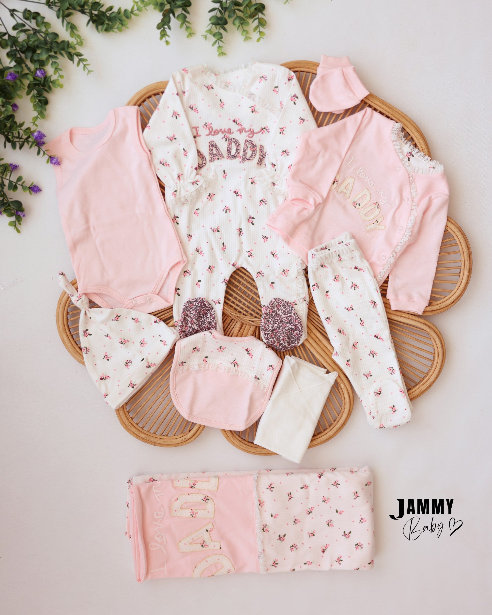 Floral Daddy Newborn Essentials Set - Pink & Ivory