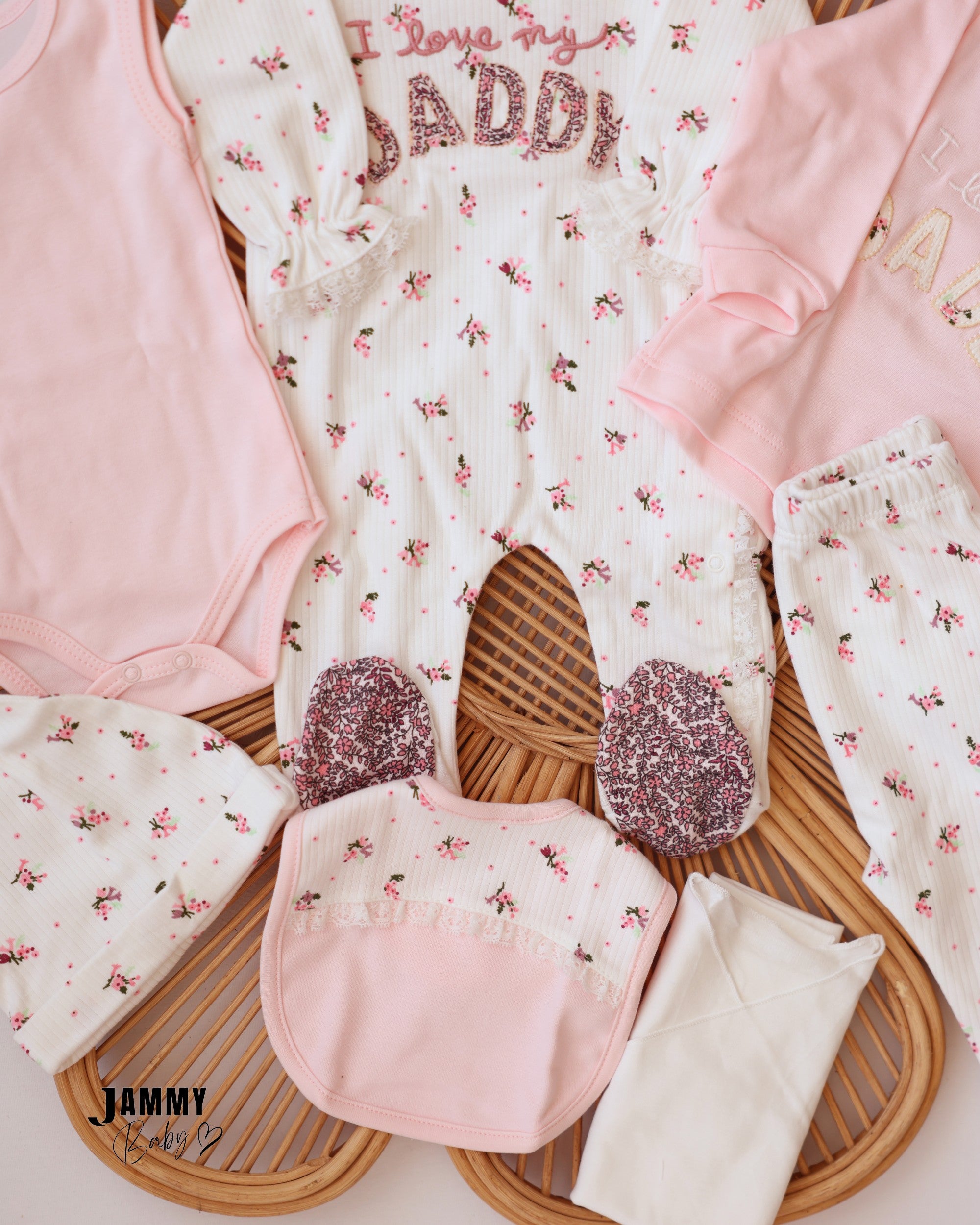 Floral Daddy Newborn Essentials Set - Pink & Ivory