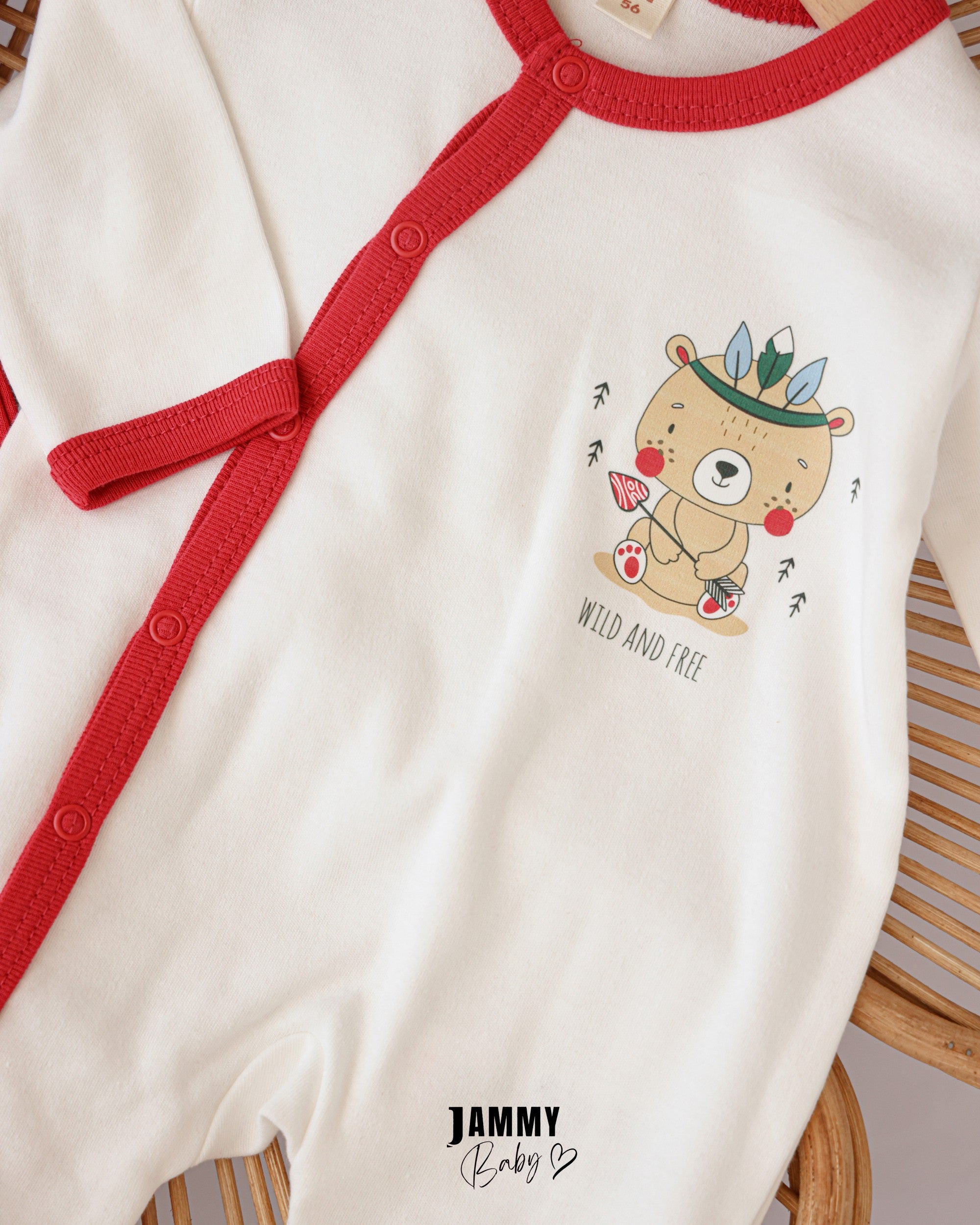 Wild & Free Baby Romper Set with Hats – Red