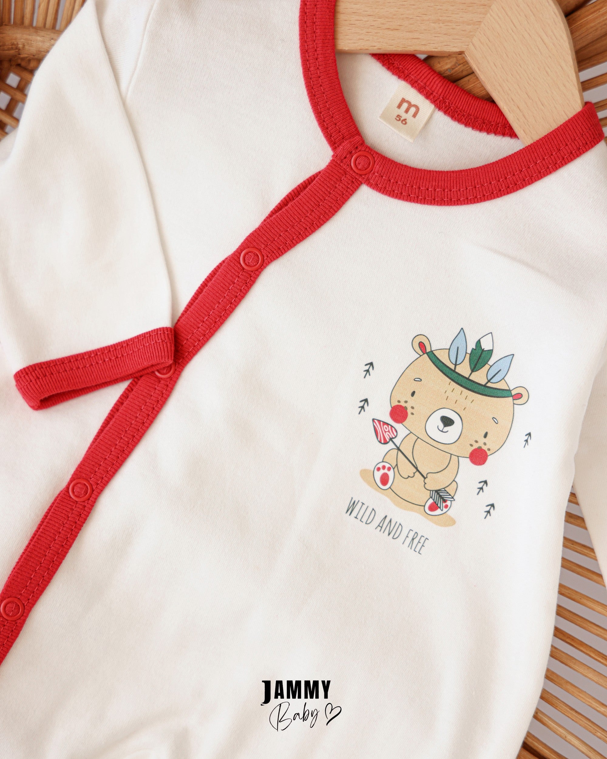Wild & Free Baby Romper Set with Hats – Red