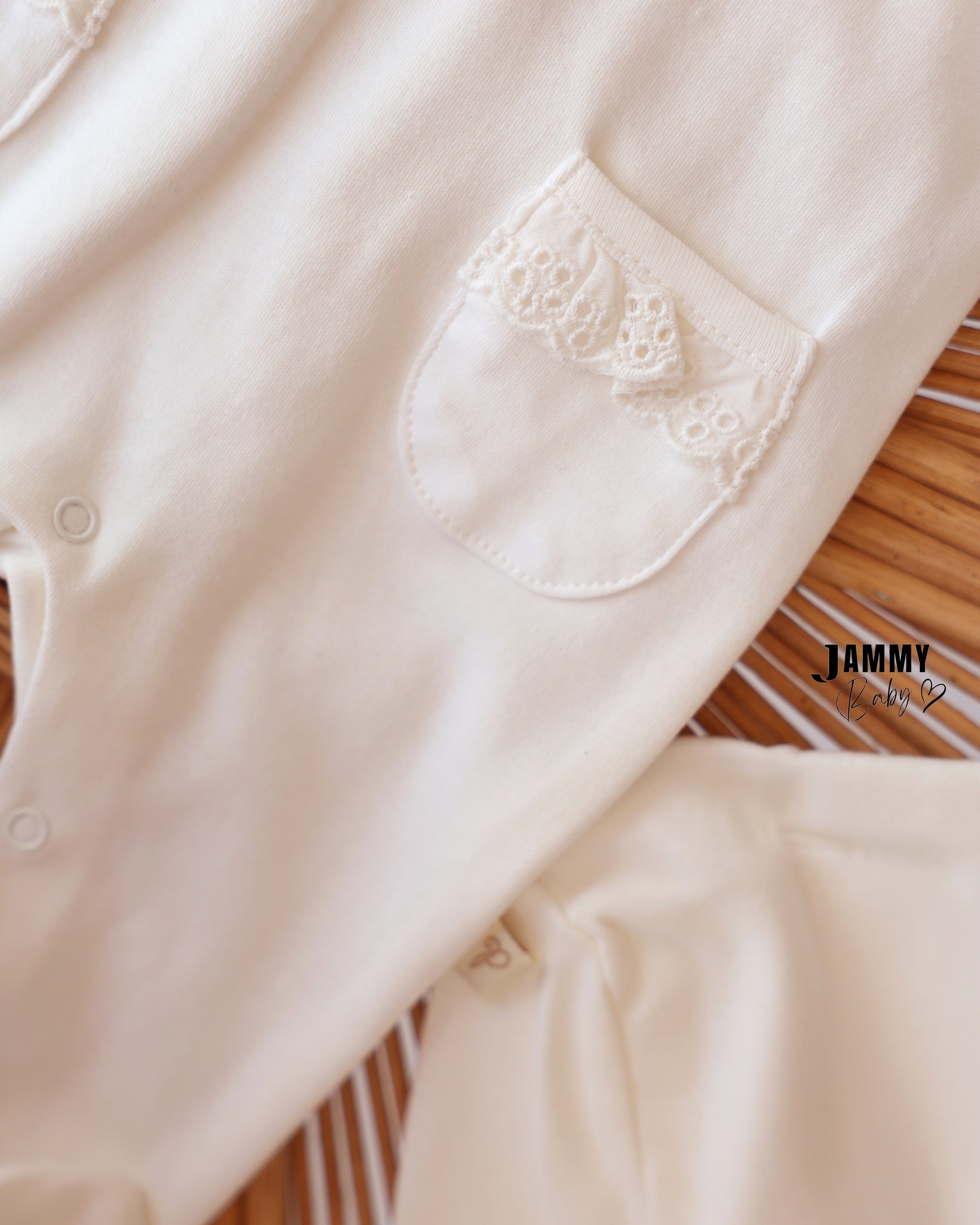 Lace Ruffle Footed Sleepsuit & Bonnet - Ivory