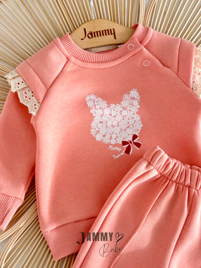 Baby Bunny 3-Thread Fleece-Lined Set – APRICOT