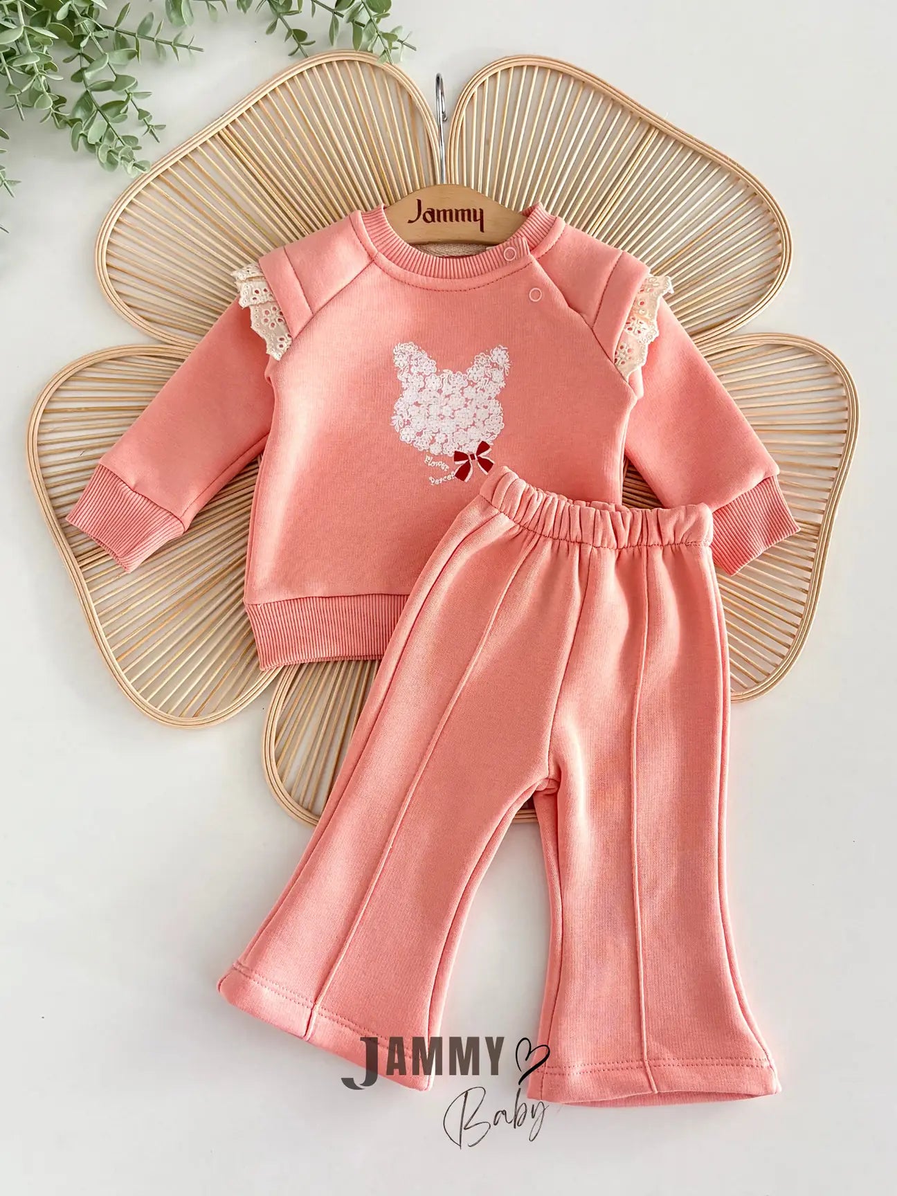 Baby Bunny 3-Thread Fleece-Lined Set – APRICOT