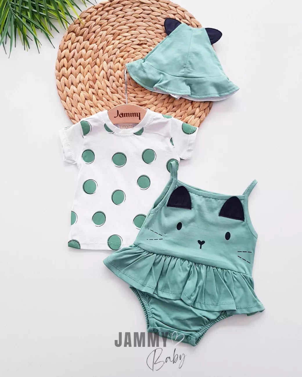 Cat's hat salopette & body Set