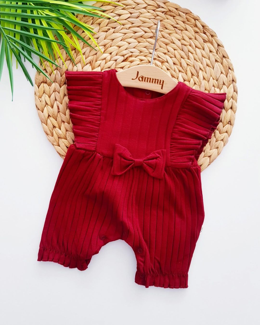 Sandy Ruffled Wide Shorts Baby Girl Jumpsuit - Claret Red