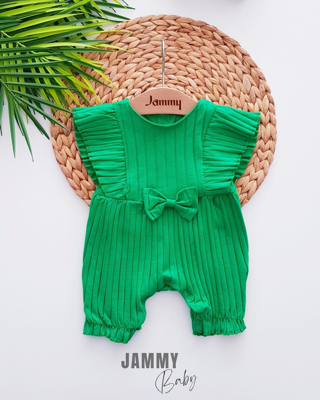 Sandy Ruffled Wide Shorts Baby Girl Jumpsuit - Green