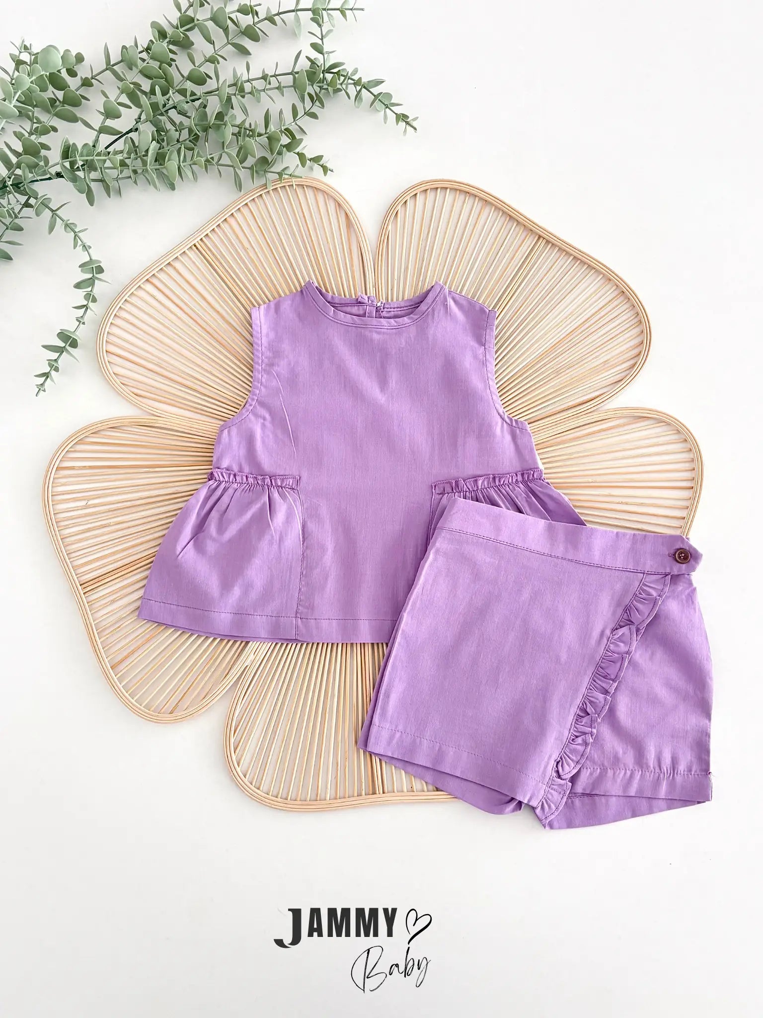 Natalie Waist Detail Blouse & Skirt Set – Purple