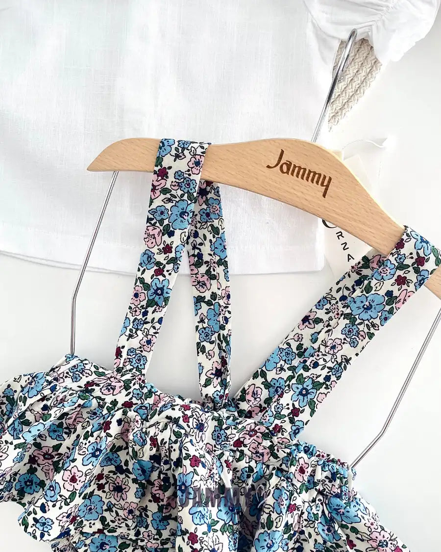 Luisa Shirt and Printed Overalls Set - BLUE