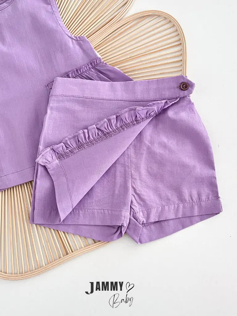 Natalie Waist Detail Blouse & Skirt Set – Purple